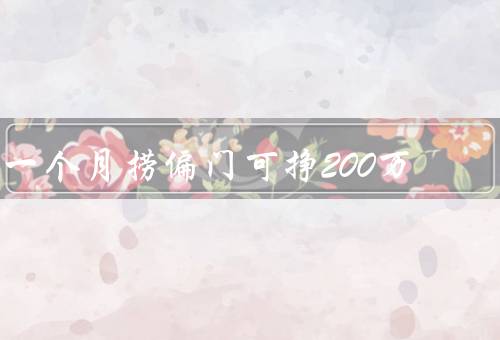 一个月捞偏门可挣200万