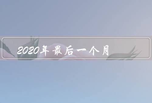 2020年最后一个月