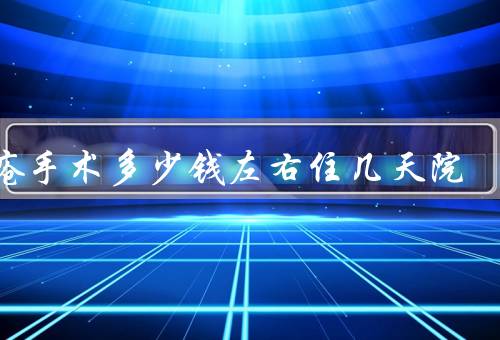痔疮手术多少钱左右住几天院