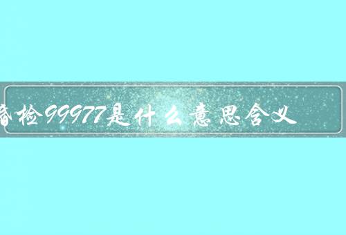 婚检99977是什么意思含义