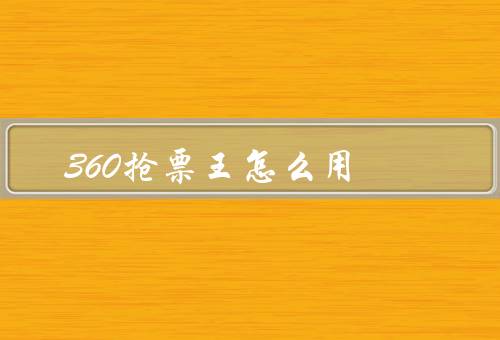 360抢票王怎么用