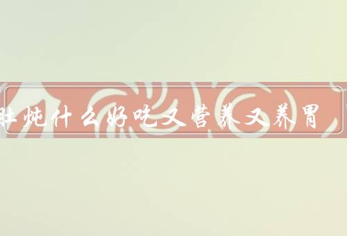 猪肚炖什么好吃又营养又养胃