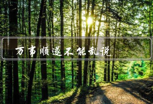 万事顺遂不能乱说