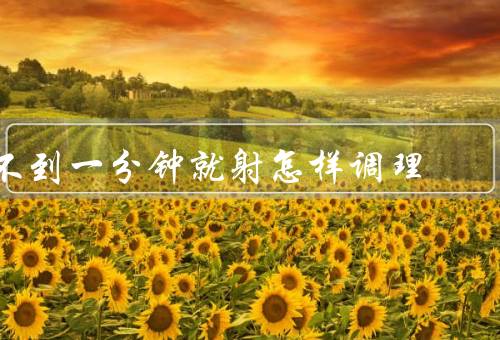 不到一分钟就射怎样调理