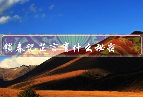 锁春记芷言有什么秘密