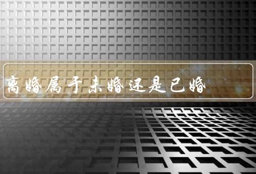 离婚属于未婚还是已婚