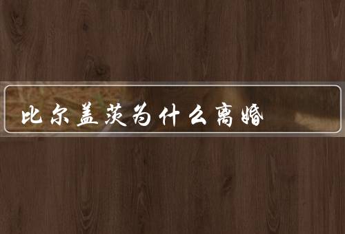 比尔盖茨为什么离婚