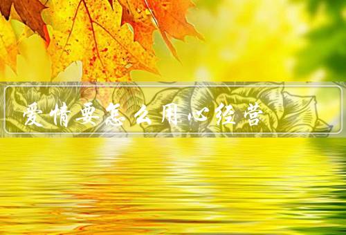 爱情要怎么用心经营