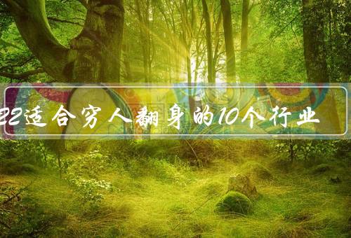 2022适合穷人翻身的10个行业