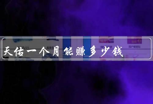 天佑一个月能赚多少钱