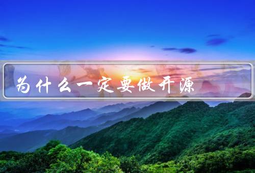 为什么一定要做开源