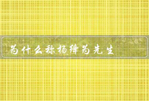 为什么称杨绛为先生