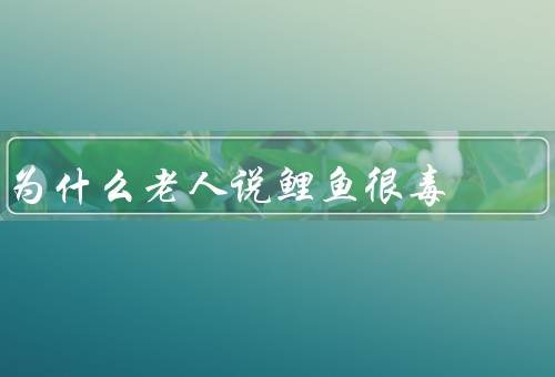 为什么老人说鲤鱼很毒