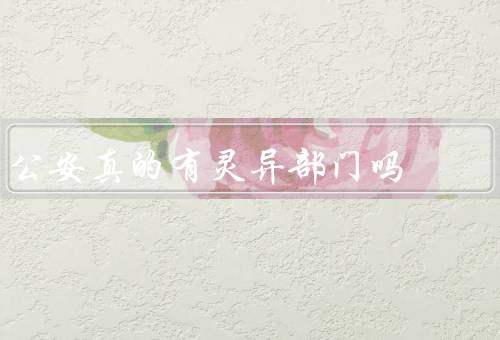 公安真的有灵异部门吗