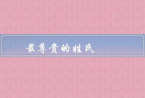 最尊贵的姓氏