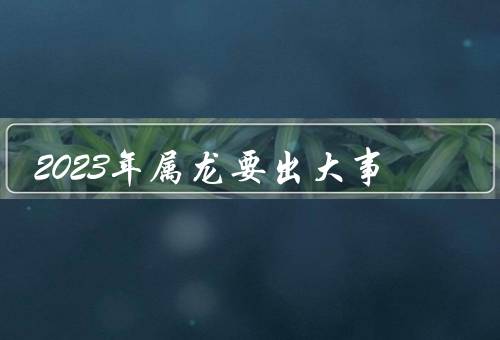 2023年属龙要出大事