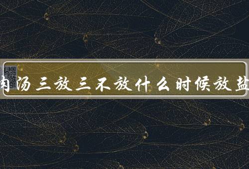 炖羊肉汤三放三不放什么时候放盐