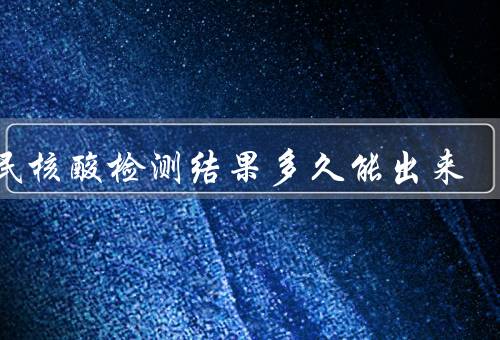 全民核酸检测结果多久能出来